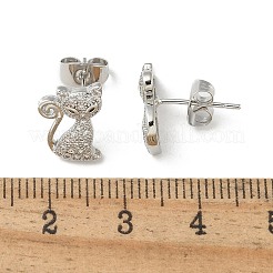 Brass Micro Pave Clear Cubic Zirconia Stud Earrings&nbsp;EJEW-R009-01P
