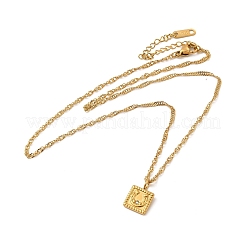 Clear Cubic Zirconia Square with Arch Pendant Necklace with Singapore Chains&nbsp;NJEW-P273-01G