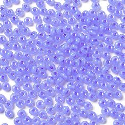 模造翡翠 3/0個 ガラスシードビーズ  光沢  染め  ラウンド  ミディアムブルー  5.5x3.5mm  穴：1.5mm&nbsp;SEED-Z001-A-A04