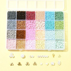 DIY Glass Seed & CCB Plastic & Imitation Pearl Beads Jewelry Making Findings Kits&nbsp;DIY-FS0008-15