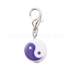 Flat Round with Yin-yang Pattern Opaque Acrylic Pendant Decorations&nbsp;HJEW-JM04188