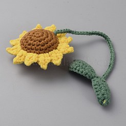 かぎ針編みのひまわりの吊り飾り  車のバックミラーアクセサリー用  きいろ  220mm&nbsp;DIY-WH0580-16