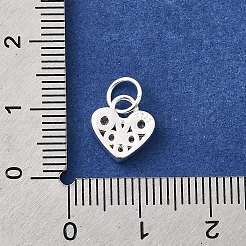 925スターリングシルバーマイクロ舗装キュービックジルコニアチャーム  丸カン付き  ハート  10x9.5x2.5mm  穴：3.8mm&nbsp;STER-D309-01D-S