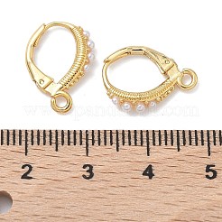 Shegrace製、真鍮製、イミテーションパール付きフレンチフックピアス金具  カン付き  カドミウムフリー＆ニッケルフリー＆鉛フリー  24KGP本金メッキ＆ステンレススチールカラー  16x12x3mm  穴：1.6mm&nbsp;XGR0069G-75G