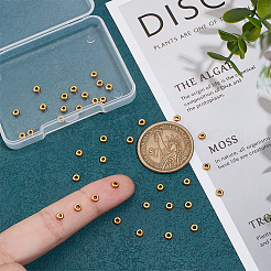 スターリングシルバースペーサービーズ40個925個  フラットラウンド  マットゴールドカラー  3.5x1.5mm  穴：1.2mm&nbsp;STER-PH0001-78