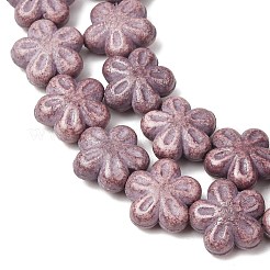 ヴィンテージの手作り磁器ビーズ  ファンシーアンティーク施釉磁器  花  アザミ  15.5x16.5x7.5mm  穴：1.8mm  約25個/連  14.96''（38センチメートル）&nbsp;PR-CBAA37B-07C