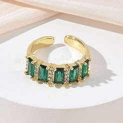 Brass Micro Pave Cubic Zirconia Cuff Open Rings for Women&nbsp;RJEW-L343-16G-03