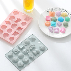 食品グレードのシリコンモールド  フォンダン型  DIYケーキデコレーション用  チョコレート  キャンディ  UVレジン＆エポキシ樹脂ジュエリー作り  混合図形  ピンク  199x126x13.5~16mm  インナー：24.5~36.5x28.5~36.5mm&nbsp;DIY-I021-15