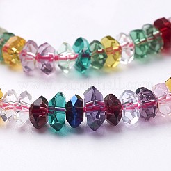 ファセットガラスロンデルビーズ連売り  クリスタルのサンキャッチャー  ミックスカラー  直径約6mm  厚さ3mm  穴：1mm  約125個/連  15インチ&nbsp;X-GF3x6mm-5