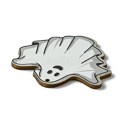 ハロウィン片面プリント木製ビッグペンダント  ゴーストチャーム  雪  52x54.5x2.5mm  穴：2.5mm&nbsp;WOOD-H103-08