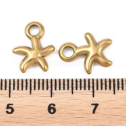 イオンプレーティング（IP）304ステンレススチールチャーム  ヒトデのチャーム  ゴールドカラー  13x10x2.5mm  穴：2.5mm&nbsp;STAS-F293-40G-1