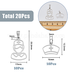 20Pcs 2 Style 201 Stainless Steel Pendants&nbsp;STAS-HY0001-16