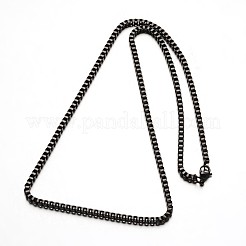 304ステンレススチールベネチアンチェーンネックレス  カニカン付き  ガンメタ色  23.6インチ（60cm）  3mm&nbsp;NJEW-L353-37