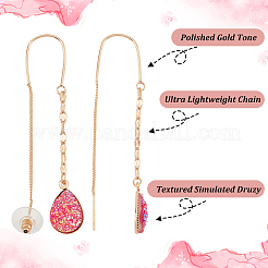 6ペア6色の樹脂ティアドロップダングルイヤリング  女性のための金合金ロング タッセル ドロップ イヤリング  ミックスカラー  68mm  ピン：0.8mm  1ペア/カラー&nbsp;EJEW-AN0001-21