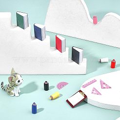 小道具の装飾を装ったドールハウスのアクセサリー  ミニ鉛筆＆定規＆ノートブック  ミックスカラー  11~27x2~20.5x0.5~7mm&nbsp;DIY-NB0006-59