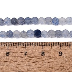 天然石ブルーアベンチュリンビーズ連売り  六角  染め＆加熱  3.5~4x4~4.5x2~3.5mm  穴：0.5~0.6mm  約95~104個/連  15.16~15.94インチ（38.5~40.5cm）&nbsp;GG-N002-02A-04