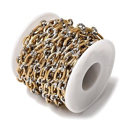 304ステンレススチールフィガロチェーン  溶接されていない  スプールで  ガンメタ色＆ステンレス鋼カラー  13x8x1.8mm&nbsp;SA-CBAB767-04GP