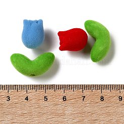 不透明アクリルビーズを植毛  チューリップの花と葉  ミックスカラー  15.5x12mm  穴：2mm&nbsp;OACR-P038-01A-M