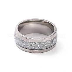 エナメル テクスチャー フラット バンドリング  女性用201ステンレススチールジュエリー  ステンレス鋼色  内径：17mm&nbsp;RJEW-I089-28P