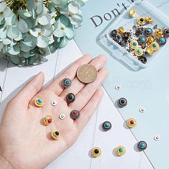 32セット8色の合金ボタン  合成ターコイズとネジ付き  DIYアクセサリー  花付きフラットラウンド  ガンメタ色＆ゴールデン  12x8.5mm  穴：2.2mm  4セット / カラー&nbsp;DIY-NB0007-45B