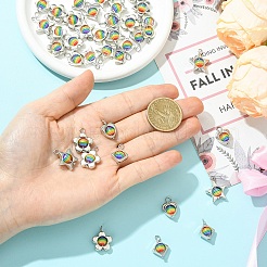 40Pcs 4 Styles CCB Plastic with Resin Colorful Stripe Pendants&nbsp;PALLOY-YW00188