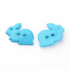2-Hole Opaque Solid Color Bunny Acrylic Buttons&nbsp;BUTT-S020-35