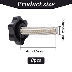 プラスチック製花型ヘッドキャップスクリュー8個  304ステンレスねじファスナー  ブラック  5.4x3x2.7cm&nbsp;FIND-GO0001-24