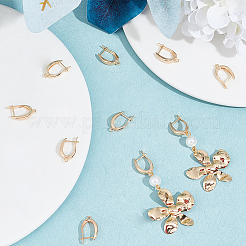 10Pcs Brass Hoop Earring Findings with Latch Back Closure&nbsp;KK-BBC0010-35