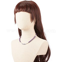 女性のための言葉の愛とポリマークレイ平石ビーズネックレス  スレートブルー  19.69インチ（50cm）&nbsp;NJEW-JN03790