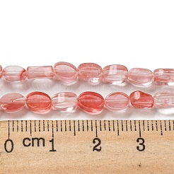 チェリークォーツガラスビーズ連売り  フラットオーバル  6~6.5x4~4.5x2.5mm  穴：0.6mm  約64個/連  15.94''（40.5センチメートル）&nbsp;G-M420-H07-03