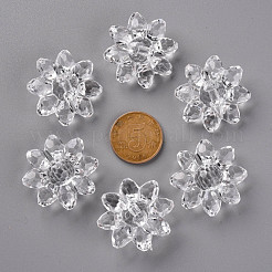透明なアクリルビーズ  多面カット  花  透明  29x12mm  穴：3mm  約200個/500g&nbsp;TACR-491-01