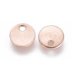 イオンプレーティング（IP）304ステンレススチールチャーム  フラットラウンド  空白タグのスタンプ  ローズゴールド  4x0.4mm  穴：0.8mm&nbsp;STAS-G201-02E-RG
