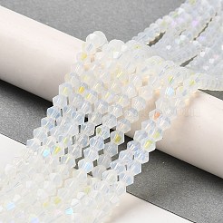 ジェイド風電気メッキガラスビーズ連売り  ABカラーメッキ  多面カット  双円錐形  透明  4x4mm  穴：0.8~1mm  約75~78個/連  28~29cm&nbsp;EGLA-A039-J4mm-L05