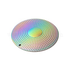 イオンプレーティング（IP）304ステンレスペンダント  フラットラウンドのチャーム  虹色  35x3mm  穴：1.2mm&nbsp;STAS-L268-009MC