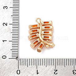 真鍮製マイクロパヴェキュービックジルコニアペンダント  カドミウムフリー＆ニッケルフリー＆鉛フリー  ガラスと  爆竹チャーム  18KGP本金メッキ  19x14.5x3.5mm  穴：1.2mm&nbsp;KK-D288-03G