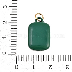 304ステンレススチールエナメルペンダント  魚のチャームが付いた長方形  ゴールドカラー  グリーン  21x14x4.5mm  穴：4.5mm&nbsp;STAS-B138-01G-02