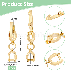 真鍮製時計バンド留め具6個  18KGP本金メッキ  18.5x5.9x4mm  穴：0.9mm&nbsp;DIY-BC0013-44A-G