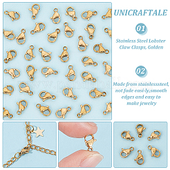 PVD真空メッキ304ステンレススチールカニカン  長持ちメッキ  ゴールドカラー  9x6x3mm  穴：1.2mm  50個/箱&nbsp;STAS-UN0018-95B-G