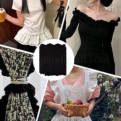 7.25ヤードのコットンレーストリム  洋服アクセサリー用  ブラック  5-7/8インチ（150mm）&nbsp;OCOR-BC0009-69B