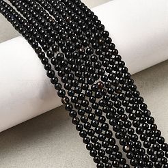 ナチュラルブラックオニキスラウンドビーズ連売り  染め＆加熱  3mm  穴：0.8mm  約116個/連  15インチ&nbsp;G-A130-3mm-K04