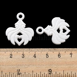バレンタインデーの不透明アクリルパーツ  ハートチャーム  ホワイト  29.5x24x3.5mm  穴：3mm  約475個/500g&nbsp;SACR-L007-042E