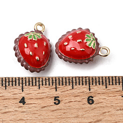 合金エナメルチャーム  イチゴのチャーム  ゴールドカラー  暗赤色  16.5x12x8mm  穴：1.5~2mm&nbsp;PALLOY-T094-04A-01