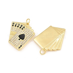 Brass Micro Pave Clear Cubic Zirconia & Black Enamel Pendants&nbsp;CU-CBA5CB0-18G