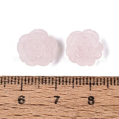 天然ローズクォーツ彫刻ビーズ  花バラ  片穴  11~12.5x11~12.5x5~7mm  穴：1~1.5mm&nbsp;G-Q601-41C-02