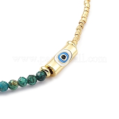 Adjustable Miyuki Seed & Natural African Turquoise & Brass Evil Eye Beaded Necklaces&nbsp;NJEW-O127-03