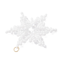 Glass Seed Beaded Snowflake Pendants&nbsp;PALLOY-MZ00890-02