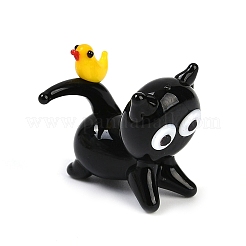 動物シリーズ 手作りランプワークミニチュア装飾品  置物 家庭用 デスクトップ ディスプレイ 装飾  猫の形  21x26x28.5mm&nbsp;LAMP-Q005-10D