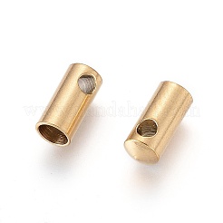 イオンプレーティング（IP）304ステンレススチールコードエンド  エンドキャップ  コラム  ゴールドカラー  8.5x3.8mm  穴：1.6mm  内径：3mm&nbsp;LS-STAS-K190-01E-G