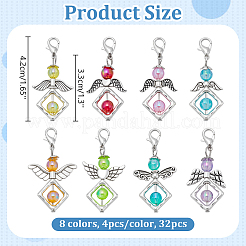 32Pcs 8 Colors Angel Acrylic & Alloy Pendant Decorations&nbsp;HJEW-PH02098