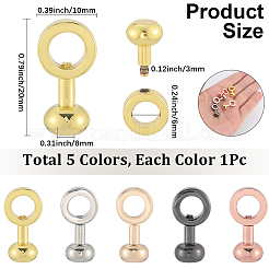真鍮留め具5色5個  リング  ミックスカラー  20x10x8mm  穴：6mm  1pc /カラー&nbsp;FIND-SP0004-10